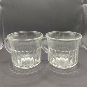 Vintage Corning Vitro Clear Glass Mugs, Made in Mexico, Set of 2